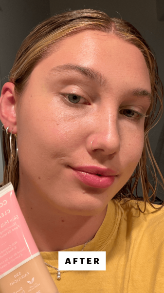 Gunderman after applying the CoverGirl Clean Fresh Nourishing Skin Tint