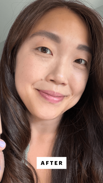 Lee after applying the Armani Beauty Luminous Silk Concealer